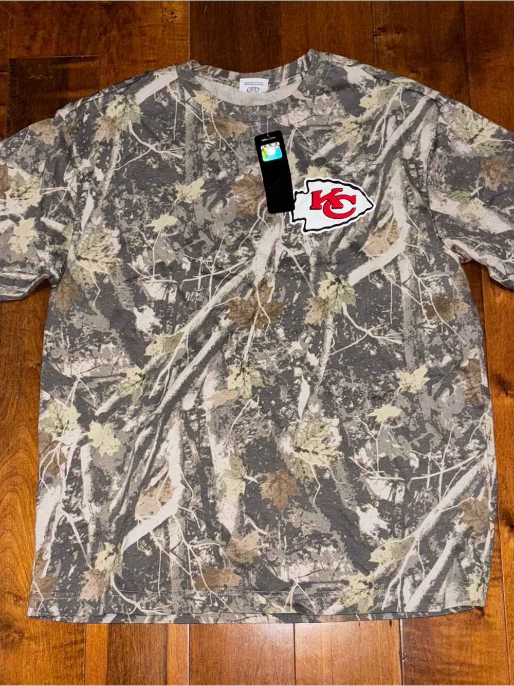 NFL Kansas City Chiefs Gray Camo Tee with Logo Patch